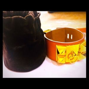 Hermes CDC bracelet orange in gold hardware Small